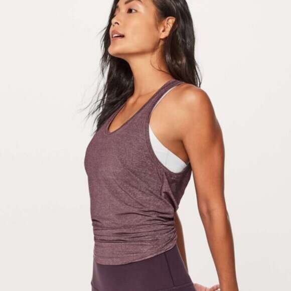 Lululemon Hold & Let Flow Tank In Heathered Black Cherry Size 6 - Picture 2 of 8